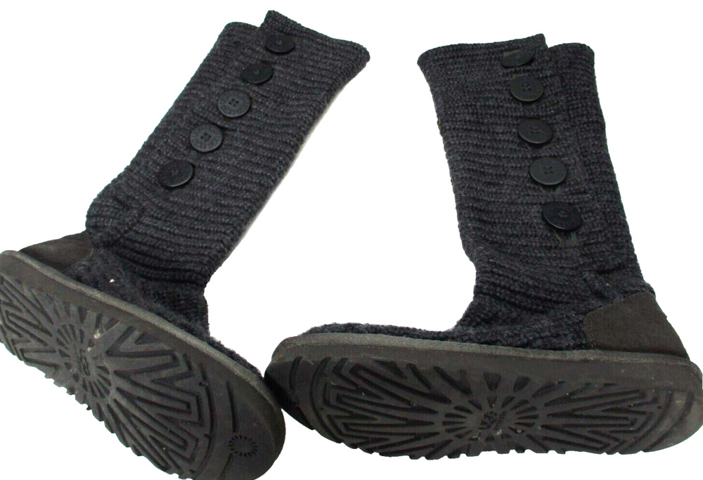 UGG Classic Gray Cardy Knit Tall Womens Sz 6 Winter Boots